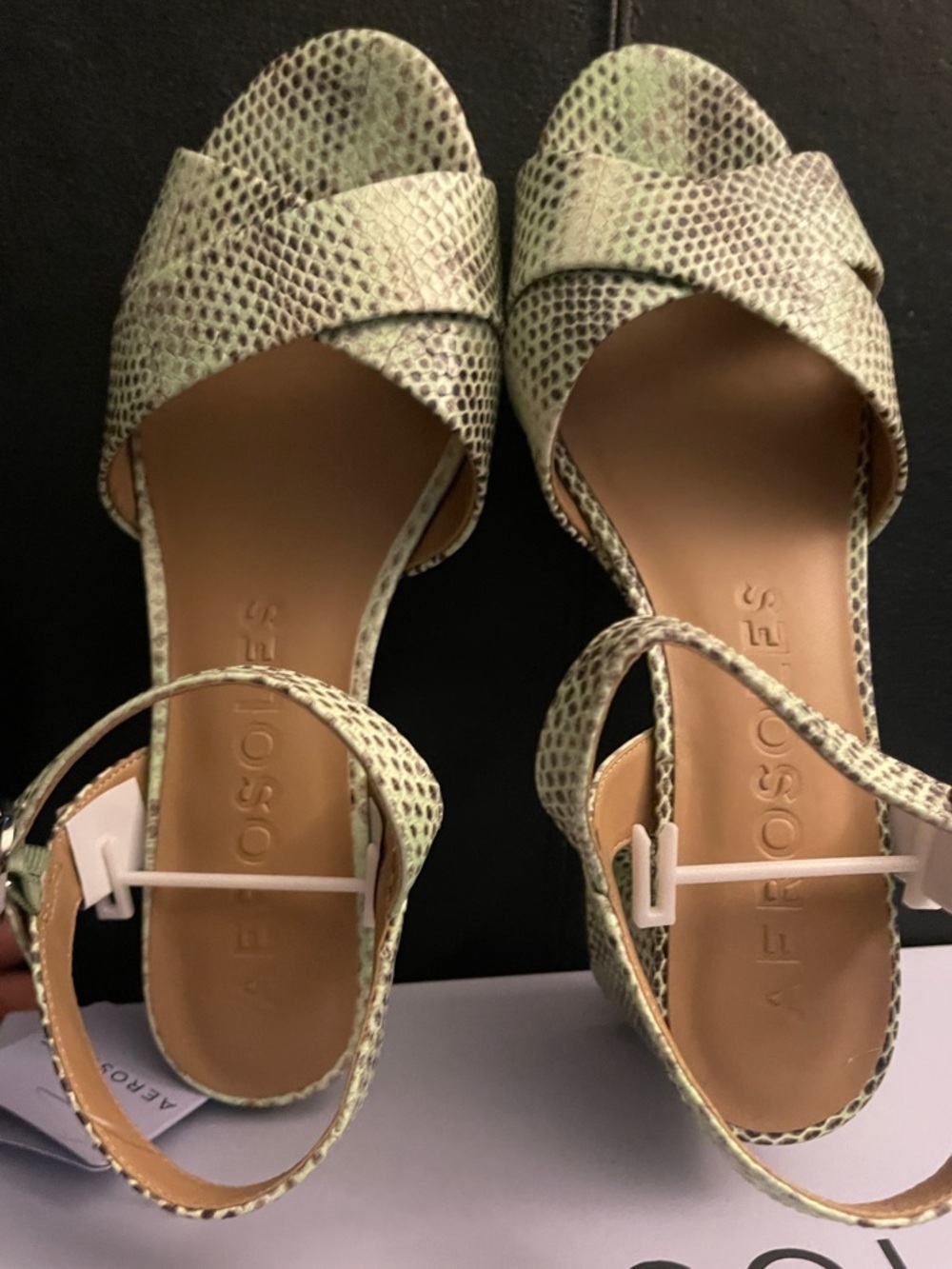 Aerosoles Cosmos Women's Platform Heels Gleam Snake Print Leather Size 9.5 M NWB